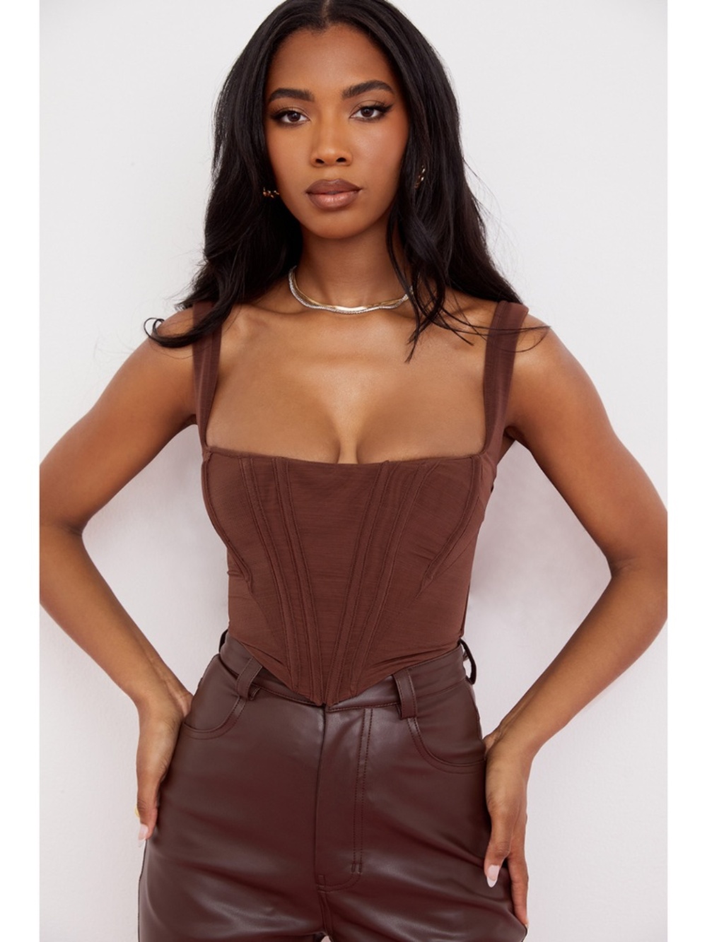 NEW House of CB Ninetta Top Chocolate Brown Large